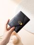 Letter Detail Fold Over Small Wallet