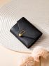 Letter Detail Fold Over Small Wallet