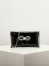 Rhinestone & Bow Decor Flap Chain Envelope Bag