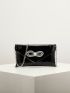 Rhinestone Bow Decor Flap Square Bag