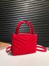 Mini Neon Red Embossed Design Square Bag