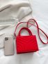 Mini Neon Red Embossed Design Square Bag