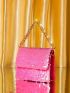 Mini Neon Pink Sequin Decor Chain Square Bag