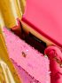 Mini Neon Pink Sequin Decor Chain Square Bag