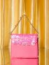 Mini Neon Pink Sequin Decor Chain Square Bag