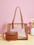 2Pcs Bag Set Square Bag Coin Purse Clear Star Decor
