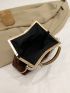Faux Pearl Decor Fuzzy Chain Satchel Bag