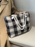 Plaid Pattern Shoulder Tote Bag