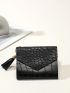 Crocodile Embossed Tassel Decor Small Wallet