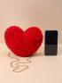 Neon Red Heart Design Fuzzy Chain Novelty Bag