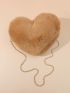 Heart Design Fuzzy Chain Novelty Bag