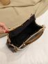 Floral Pattern Faux Pearl Decor Chain Satchel Bag