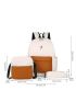 3pcs Letter Graphic Two Tone Functional Backpack Set