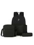 3pcs Letter Graphic Functional Backpack Set