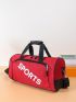 Letter Graphic Gym Bag Red Sporty