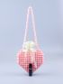 Mini Drawstring Detail Heart Design Beaded Shoulder Bag