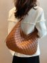 Quilted Detail Large Capacity Hobo Bag