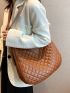 Quilted Detail Large Capacity Hobo Bag