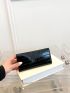 Crocodile Embossed Metal Decor Long Wallet