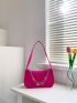 Mini Neon Pink Butterfly & Chain Decor Baguette Bag