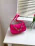 Mini Neon Pink Butterfly & Chain Decor Baguette Bag