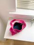 Mini Neon Pink Butterfly & Chain Decor Baguette Bag