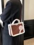 Lollipop Decor Fuzzy Trim Double Handle Square Bag