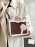 Lollipop Decor Fuzzy Trim Double Handle Square Bag