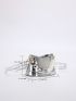 Mini Metallic Letter Graphic Heart & Faux Pearl Decor Bucket Bag