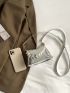 Mini Metallic Letter Graphic Heart & Faux Pearl Decor Bucket Bag