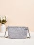 Rhinestone Decor Chain Square Bag