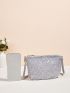 Rhinestone Decor Chain Square Bag