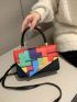 Geometric Pattern Irregular Flap Square Bag