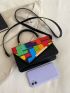 Geometric Pattern Irregular Flap Square Bag