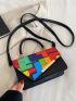 Geometric Pattern Irregular Flap Square Bag