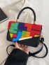 Geometric Pattern Irregular Flap Square Bag