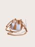 Mini Letter Graphic Drawstring Design Bucket Bag
