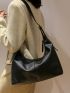 Litchi Embossed Hobo Bag