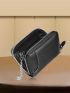 Genuine Leather Chain Decor Zipper Card Holder