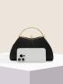 Rhinestone Decor Square Bag