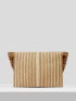 VCAY Striped Pattern Fringe Trim Flap Straw Bag