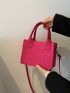 Neon-pink Geometric Embossed Square Bag