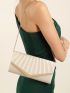 Ruched Detail Flap Chain Satin Square Bag