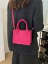 Neon-pink Geometric Embossed Square Bag