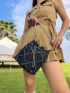 Mini Raw Trim Drawstring Chain Bucket Bag