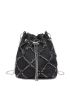 Mini Raw Trim Drawstring Chain Bucket Bag