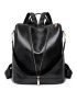 Vintage Design Zipper Decor Functional Backpack