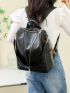Vintage Design Zipper Decor Functional Backpack