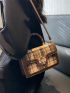 Mini Plaid Pattern Twist Lock Flap Square Bag