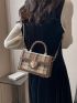 Mini Plaid Pattern Twist Lock Flap Square Bag